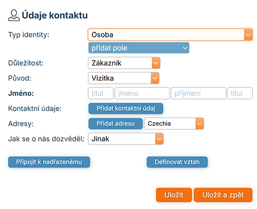 Údaje kontaktu - osoba