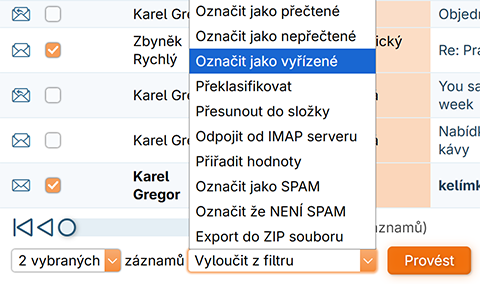 Vyřízený email