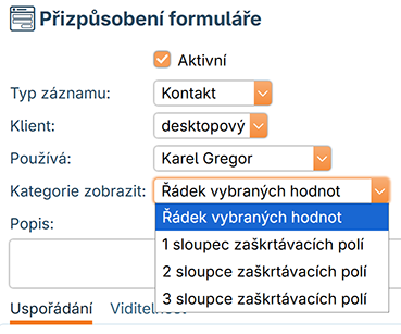 Nastavení formuláře