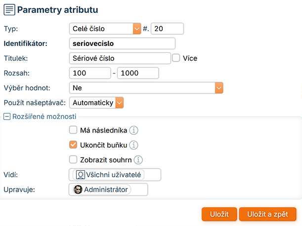 Parametry atributu