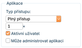 Nastavení uživatele - aktivní