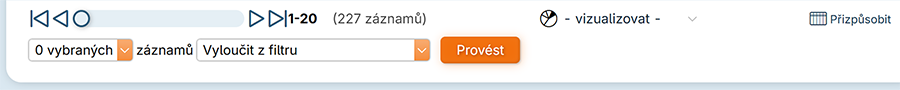 Stránkovací lišta s posuvníkem, počtem záznamů a vizualizací