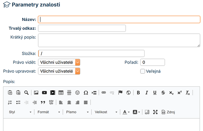 Parametry znalosti